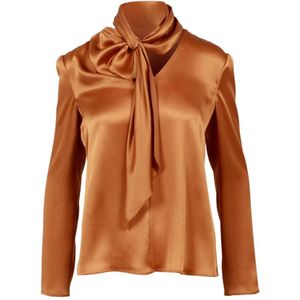 Alberta Ferretti, Dames, Blouses & Shirts, Bruin, Maat: S Zijde,