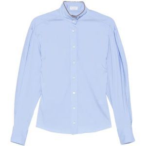 Brunello Cucinelli, Dames, Blouses & Shirts, Blauw, Maat: L Katoen,