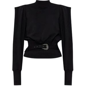 Versace Jeans Couture, Dames, Sweatshirts & Hoodies, Zwart, Maat: M Katoen,