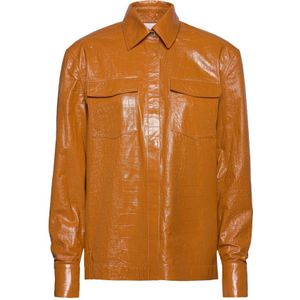 Remain Birger Christensen, Dames, Blouses & Shirts, Bruin, Maat: S Leer,