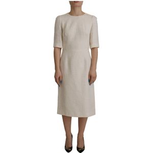Dolce & Gabbana - Jacquard Midi Jurk - Wit - Dames