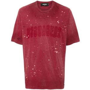 Dsquared2, Heren, Tops, Rood, Maat: L Katoen,