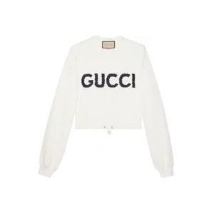 Gucci Trui met geborduurd logo , White , Dames , Maat: L