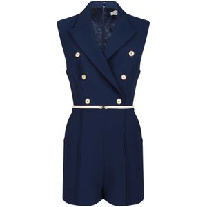 Elisabetta Franchi, Dames, Jumpsuits & Playsuits, Blauw, Maat: L
