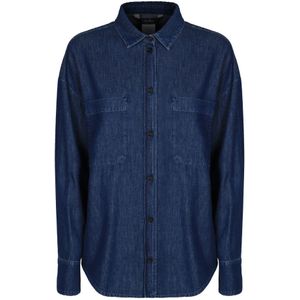 Max Mara, Dames, Blouses & Shirts, Blauw, Maat: XS Katoen,