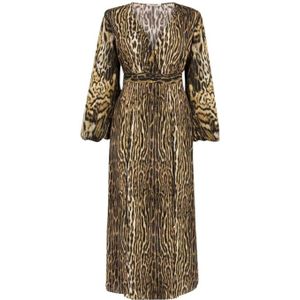 Roberto Cavalli, Dames, Jurken, Bruin, Maat: XS Poliester,
