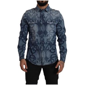 Dolce & Gabbana, Heren, Overhemden, Blauw, Maat: M Denim,