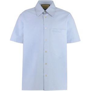 Gucci, Heren, Overhemden, Blauw, Maat: M Katoen,