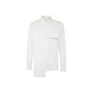 Lanvin Asymmetrische Shirt - Optisch Wit , White , Heren , Maat: XL