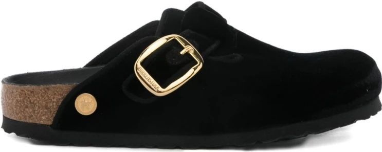 Birkenstock - Boston Big Buckle - Schoenen - Zwart - Fluweel - Anatomisch Kurk-Latex Voetbed