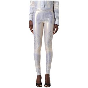Versace, Dames, Broeken, Grijs, Maat: 2XS Polyamide,