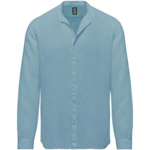 BomBoogie, Heren, Overhemden, Blauw, Maat: S Linnen,