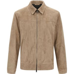 Brioni, Heren, Jassen, Beige, Maat: XL Suède,