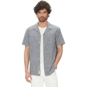 Tommy Jeans, Heren, Overhemden, Blauw, Maat: M Katoen,