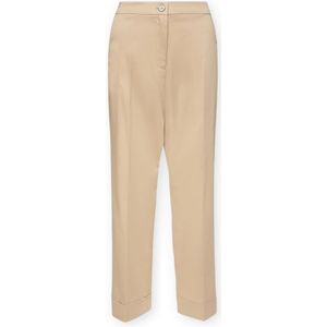 Elena Mirò, Dames, Broeken, Beige, Maat: 4XL Katoen,