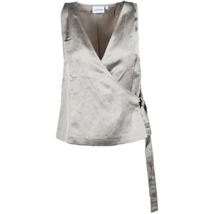 Calvin Klein, Dames, Tops, Beige, Maat: 2XL Linnen,