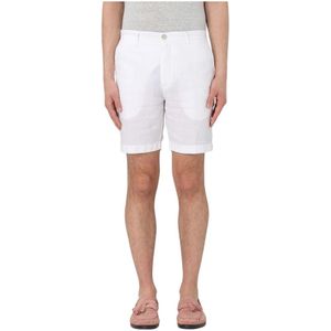 120% Lino, Heren, Korte broeken, Wit, Maat: S Linnen,