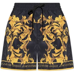 Versace Jeans Couture, Heren, Korte broeken, Geel, Maat: M Satijn,