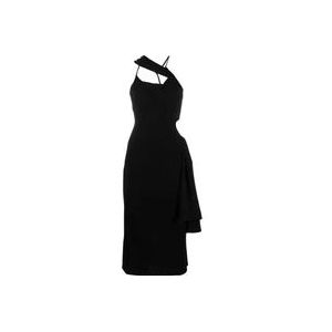 Jacquemus Zwarte asymmetrische jurk met gedrapeerd detail , Black , Dames , Maat: M