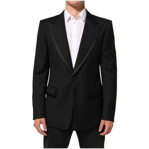 Dolce & Gabbana, Heren, Jassen, Zwart, Maat: XL Zijde,
