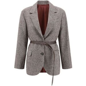 Brunello Cucinelli, Dames, Jassen, Bruin, Maat: S Wol,