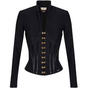 Elisabetta Franchi - Gi 18257E2110 - Damesjas - Zwart - Regular Fit - Herfst-Winter