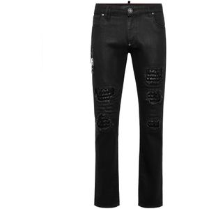 Philipp Plein, Heren, Jeans, Zwart, Maat: W30 Katoen,