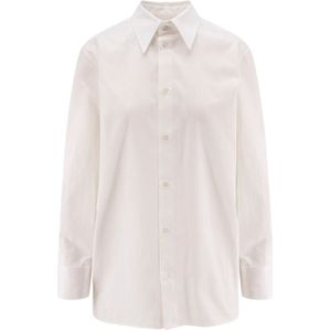 Saint Laurent, Dames, Blouses & Shirts, Wit, Maat: L Katoen,