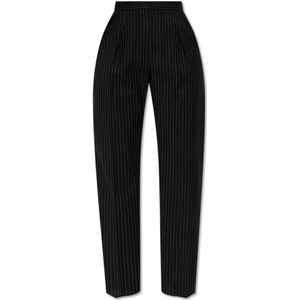 Max Mara, Dames, Broeken, Zwart, Maat: L Wol,