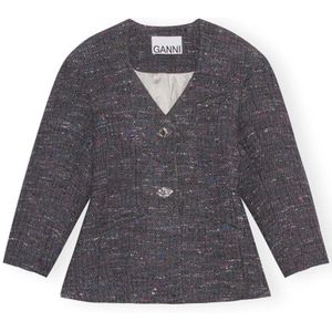 Ganni, Dames, Jassen, Grijs, Maat: S Wol,