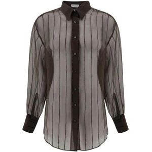 Brunello Cucinelli, Dames, Blouses & Shirts, Bruin, Maat: L Zijde,