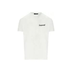 Dsquared2 Cool Fit Wit Logo Print T-Shirt , White , Heren , Maat: L