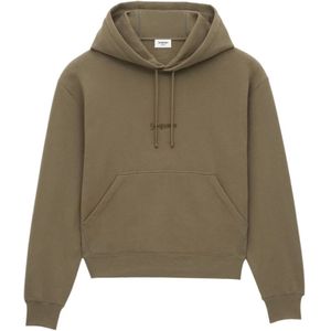 Saint Laurent, Heren, Sweatshirts & Hoodies, Groen, Maat: S Katoen,