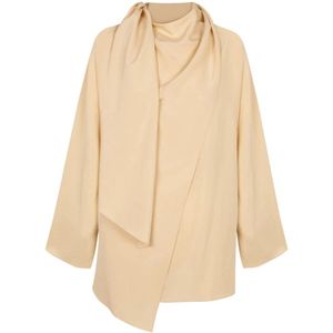 Cortana, Dames, Blouses & Shirts, Beige, Maat: S Zijde,