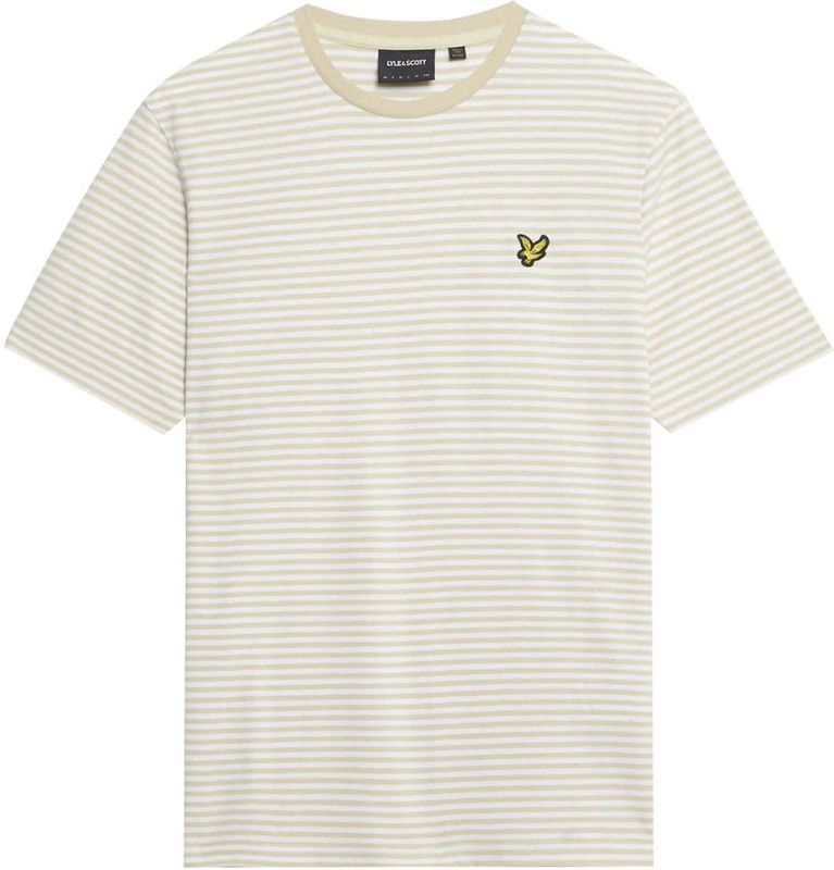 Lyle & Scott - Linnenmix Breton Streep - T-shirt - Neutraal Meerkleurig