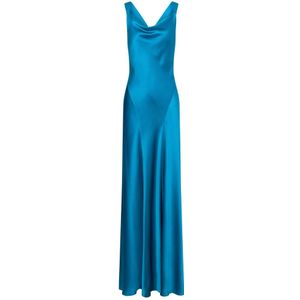 Alberta Ferretti, Dames, Jurken, Blauw, Maat: M Satijn,