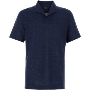 Zegna, Heren, Tops, Blauw, Maat: XL Linnen,