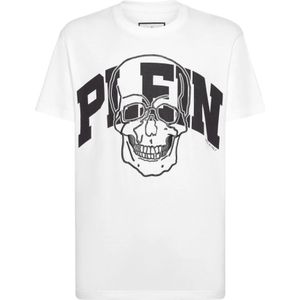 Philipp Plein, Heren, Tops, Wit, Maat: L Katoen,