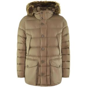 Moncler, Heren, Jassen, Beige, Maat: XL Leer,