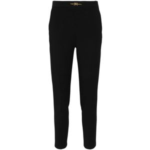 Elisabetta Franchi, Dames, Broeken, Zwart, Maat: XL Poliester,