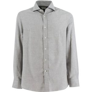 Brunello Cucinelli, Heren, Overhemden, Grijs, Maat: L Katoen,