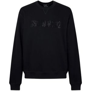 Dsquared2, Heren, Sweatshirts & Hoodies, Zwart, Maat: L Katoen,