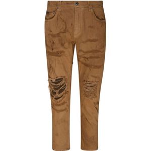 Dolce & Gabbana, Heren, Broeken, Bruin, Maat: M Katoen,
