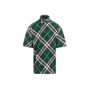 Burberry Groen Geruite Katoenen Overhemd , Multicolor , Heren , Maat: M