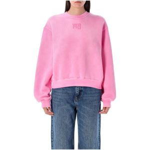 T by Alexander Wang, Dames, Sweatshirts & Hoodies, Roze, Maat: S Katoen,