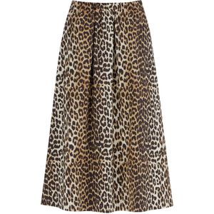 Ganni Leopard Print Maxi Skirt , Brown , Dames , Maat: S