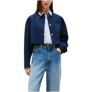 Tommy Hilfiger, Dames, Jassen, Blauw, Maat: S Viscose,