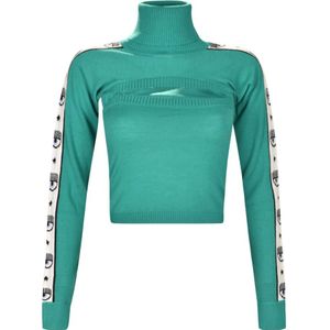 Chiara Ferragni Collection, Dames, Truien, Groen, Maat: S Wol,