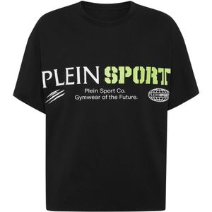 Plein Sport, Heren, Tops, Zwart, Maat: S Katoen,