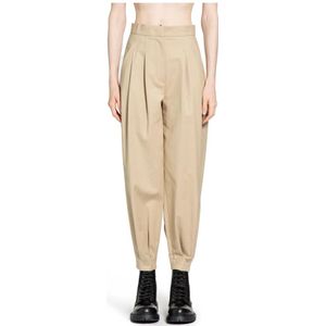 Max Mara, Dames, Broeken, Beige, Maat: 3XS Katoen,
